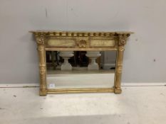 A small Regency giltwood and composition overmantel mirror, width 78cm, height 53cm. Condition -