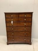 A George IV mahogany two part chest of two short and five long drawers, width 111cm, depth 58cm,