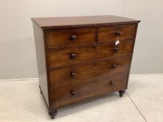 A Victorian mahogany chest of two short and three long drawers, width 109cm, depth 54cm, height