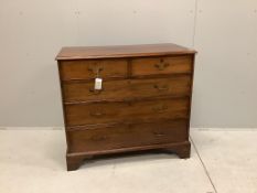 A George III mahogany chest of two short and three long drawers on bracket feet, width 114cm,