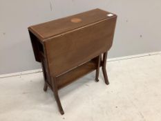 An Edwardian inlaid mahogany Sutherland table, width 60cm, depth 21cm, height 65cm. Condition -