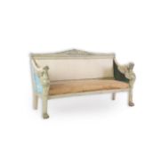 A French Empire style painted beech settee, probably after a design by Percier and Fontaine, with