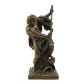 After Jacques Bousseau (1681-1740), a French bronze figure of Ulysses bending his bow, leaning