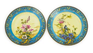 A pair of Sevres porcelain plates, c.1880, part of a specially commissioned service made for the