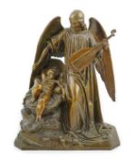 Jean Jacques Pradier (1792-1852), a 19th century French bronze group ‘L'Ange Gardien’, modelled with