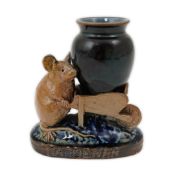 George Tinworth (1843-1913), a Doulton Lambeth mouse 'Gardener', Doulton mark absent, incised GT