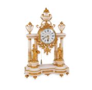 Ferdinand Berthoud, a Louis XVI style ormolu mounted white marble portico quarter repeating