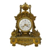 A. Beurdeley of Paris, a Louis XV style ormolu mantel clock with ornate architectural case and