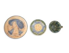 Quentin Bell (1910-1996), a Fulham pottery circular portrait dish, 1980s, incised and painted in