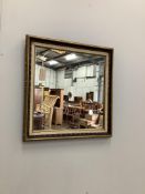 A painted wood mirror, width 61cm, height 63cm. Condition - fair