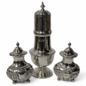 A George V silver sugar caster, by S. Blanckensee & Sons Ltd, Chester, 1929, 15.9cm and a pair of
