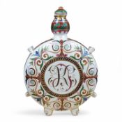 A Varoslod pottery moonflask and cover, signed to the base, 39cm high. Condition - fair