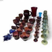 A collection of various 19th/20th century coloured glassware. Condition - varies