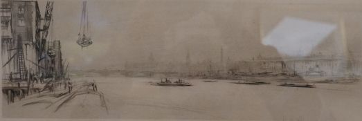 William Walcot (1874-1943), etching, London Docklands, signed in pencil, 14 x 34cm. Condition -