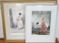 William Russell Flint (Scottish, 1880-1969), two colour prints, Women in interiors, one signed in