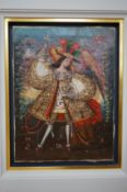 Cusco School, pair of oils on canvas, Archangels, unsigned, each 40 x 29cm, contemporary frames.