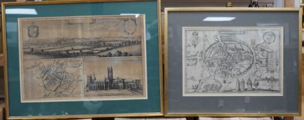 Two maps comprising; ‘The North Prospect of Canterbury’, etched map, printed and sold by Henry