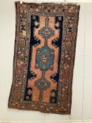 Two antique Caucasian and Turkish rugs, larger 224 x 153cm. Condition - poor