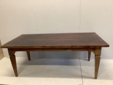 A rectangular French style hardwood dining table, width 205cm, depth 98cm, height 78cm.