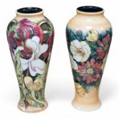 A two modern Moorcroft vases Victoriana and Edwardiana patterns, signed to the bases, 21cm high.