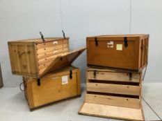 Four vintage Venesta storage boxes, width 76cm, depth 50cm, height 46cm.Provenance - Harrison