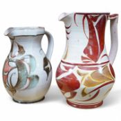 Alan Caiger-Smith (1930-2020), an Aldermaston Pottery lustre glazed jug and another, tallest 22cm.