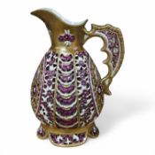 A Zsolnay Pecs double walled jug, 26cm. Condition- expertly restored
