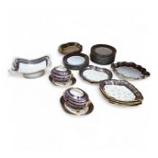 An early 19th century Derby part dessert service to include dishes, dessert plates and tureens.