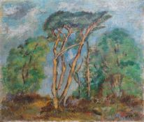 J. S. Chaise, oil on canvas, 'Trees on Chobham Common', 30 x 35cm, unframed. Condition - fair to
