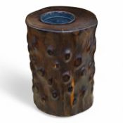 A Japanese hardwood pot, possibly lignum vitae, 38cm high. Condition - good