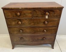 A Regency mahogany five drawer chest, width 108cm, depth 52cm, height 108cm. Condition - fair