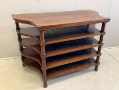 A rosewood open folio stand, width 128cm, depth 60cm, height 76cm. Condition - fair
