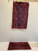 Two small Afghan rugs, larger 150 x 90cm. Condition - fair