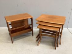 A nest of three mid century tea tables and a magazine table. Condition - fair to good