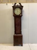 An early 19th century oak eight day longcase clock marked Sam Hill Sheffield, height 227cm.