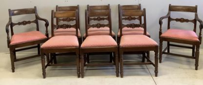 A set of eight Regency mahogany dining chairs, two with arms. Condition - fair