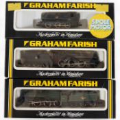 Three boxed Graham Farish N gauge BR locomotives; a Hall Class, Baggrave Hall 6994 (140A), a Hall Cl