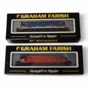 Two boxed Graham Farish N gauge railway Class 33 diesel locomotives; 33035 Spitfire (371-127), and 3