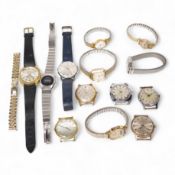 A collection of seven gentleman's assorted mainly steel wrist watches including two Tissot, a Timex,