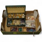 A quantity of assorted costume and and other jewellery including amethyst beads, malachite beads, ti