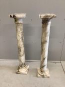 A pair of marble pedestals, height 101cm. Condition - good