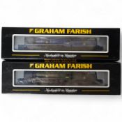 Two boxed Graham Farish N gauge railway BR Merchant Navy Class locomotives; British India Line 35018