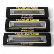 Three boxed Graham Farish N gauge BR diesel locomotives; A class 44 Scafell Pike D1 (371-201), a cla