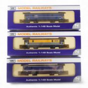 Three boxed Dapol N gauge railway Class 73 electro-diesel locomotives; 73119 Kentish Mercury (ND-022