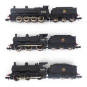 Three boxed Union Mills Models N gauge railway BR locomotives; a Class 3F, 43808, a Class 3F, 43808,