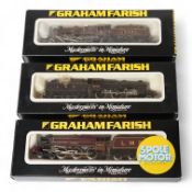 Three boxed Graham Farish N gauge railway LMS locomotives; two Crabs; 13071 (LE185A) and 2715 (1851)