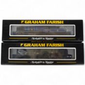 Two boxed Graham Farish N gauge railway BR Merchant Navy Class locomotives; British India Line 35018