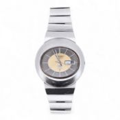 A gentleman's steel Seiko 5 Automatic wrist watch, with oval dial, baton numerals and date aperture,