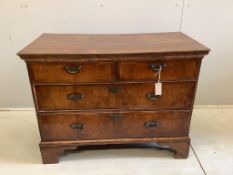 An 18th century walnut chest of four drawers, adapted, width 97cm, depth 50cm, height 73cm. Conditio