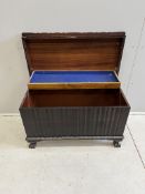 A Dutch style mahogany coffer, width 100cm, depth 49cm, height 64cm. Condition - poor